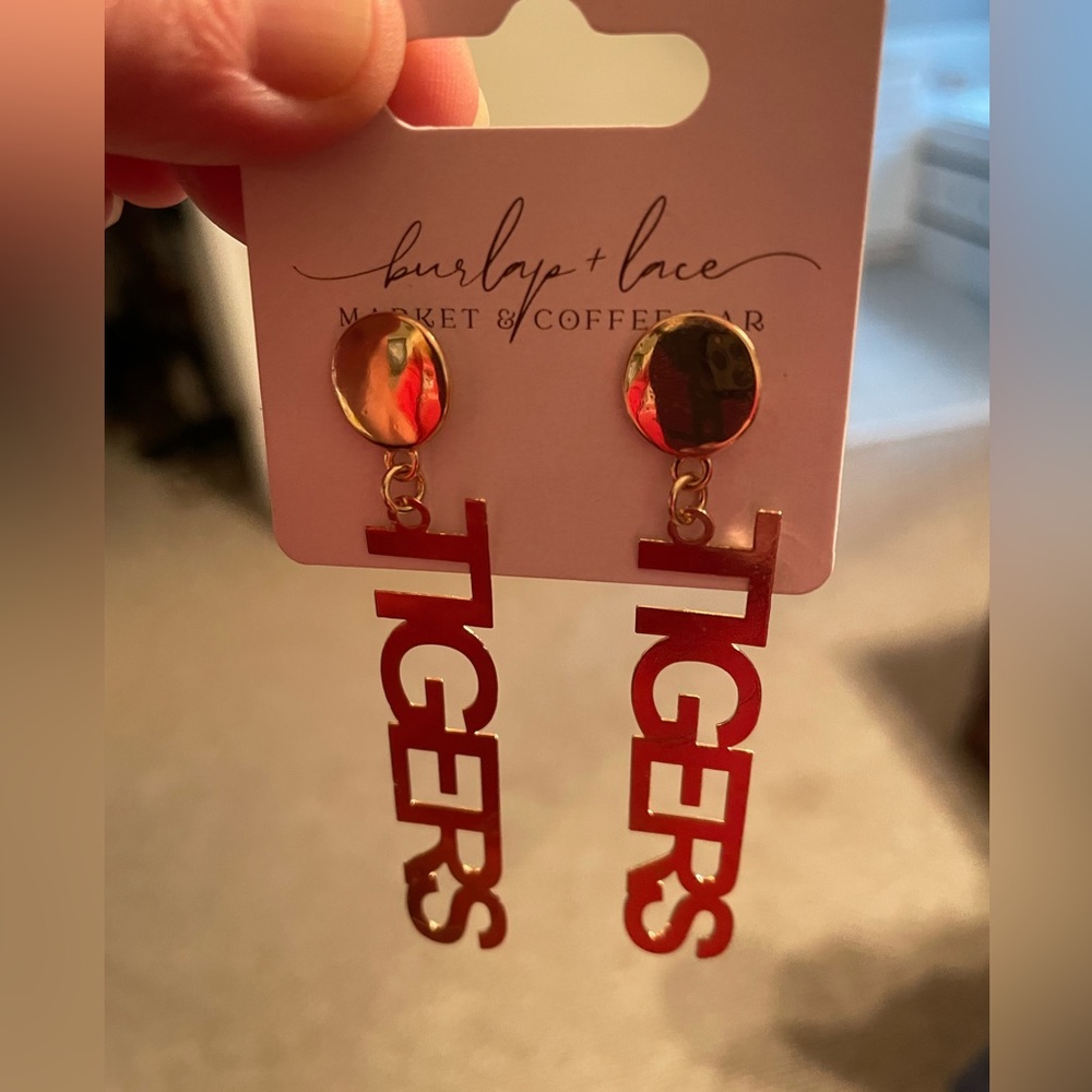 Gold “Tigers” dangle earrings- brand new
